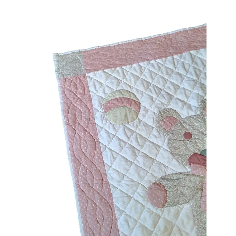 Vintage‎ baby quilt teddy Handmade Quilted